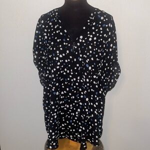 Torrid Pullover 1/4 Zip Flowy Polka Dot Top size 3X